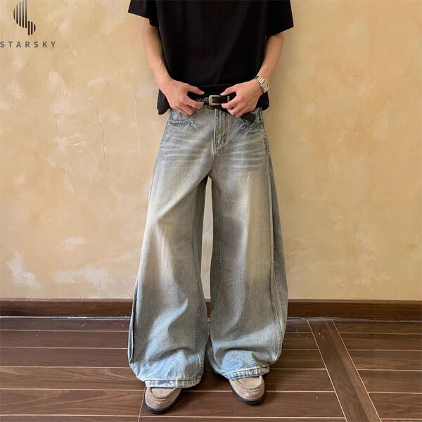 Men's Jeans Manufacturer - OEM 2025 American High Street Retro Straight Denim