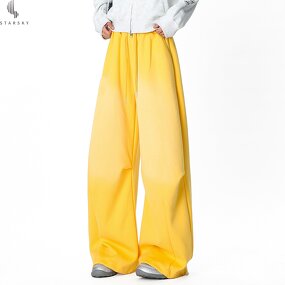 Men's Sweat Pants Factory - OEM Wholesale Retro Grey Loose Straight Wide Leg Solid