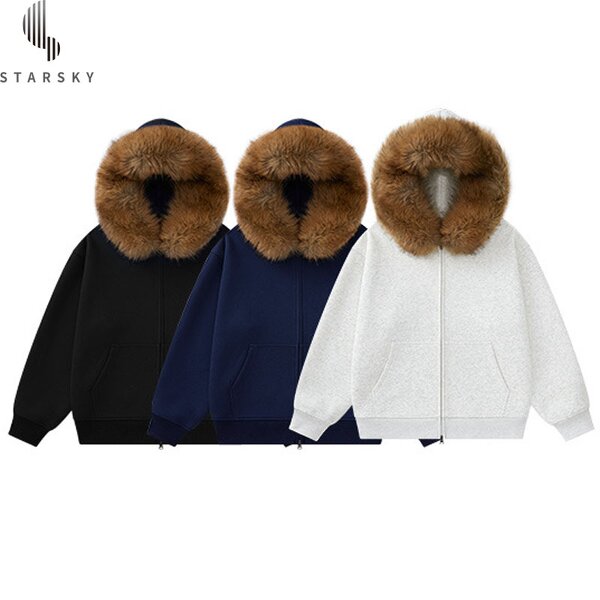 Men's Hoodies Supplier - OEM Custom Pullover Cardigan Detachable Fur Collar