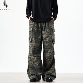 Men's Cargo Pants Manufacturer - OEM Men's Retro New Loose Straight Wide Leg