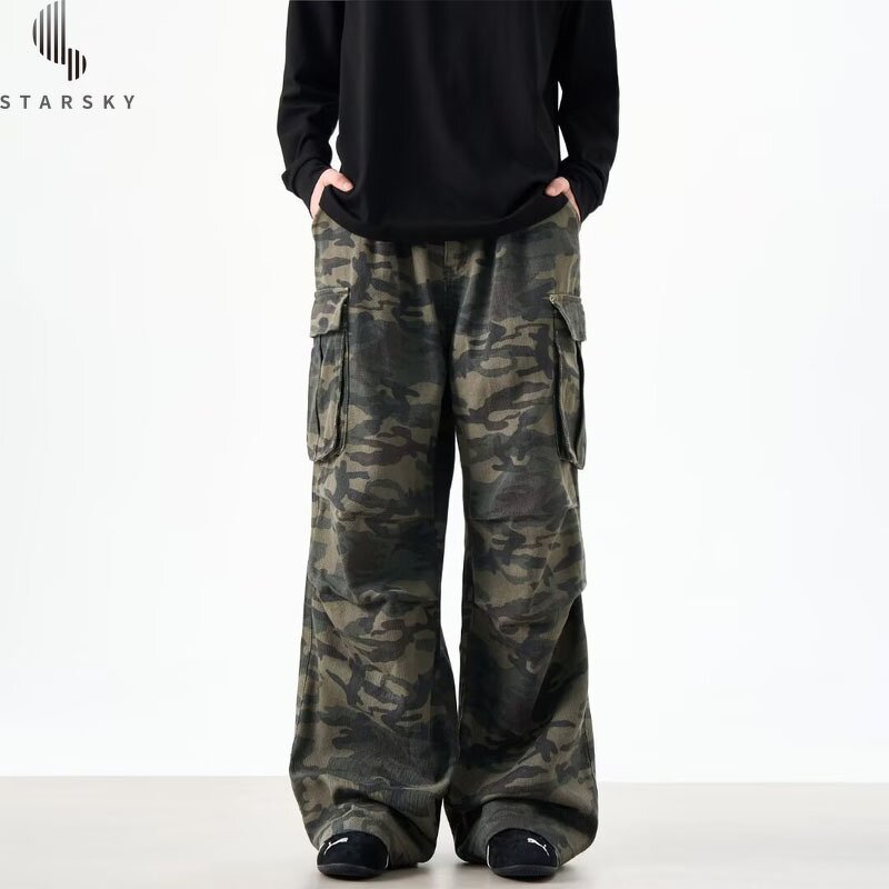 Men's Cargo Pants Manufacturer - OEM Men's Retro New Loose Straight Wide Leg