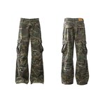 Men's Jeans Factory - OEM Heavyweight Vintage Wash Straight Camouflage Cargo
