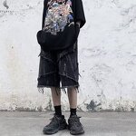 Men's Denim Shorts Supplier - OEM High Street Retro Wide Leg Breathable Loose