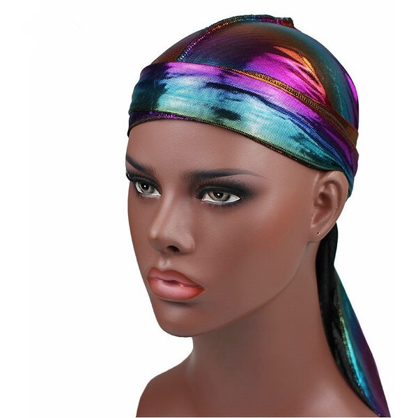 Holographic Durag Supplier - OEM Premium Polyester Long Tail Bandana