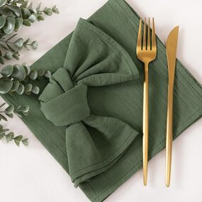 Cotton Napkins Factory - OEM 40cm Olive Green Woven Dinner Napkins