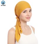 Bandana Hat Supplier - OEM Women's Solid Color Indian Muslim Ruffle Turban