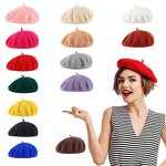 Wool Beret Supplier - OEM Girls Women Vintage Plain Solid Color Elegant