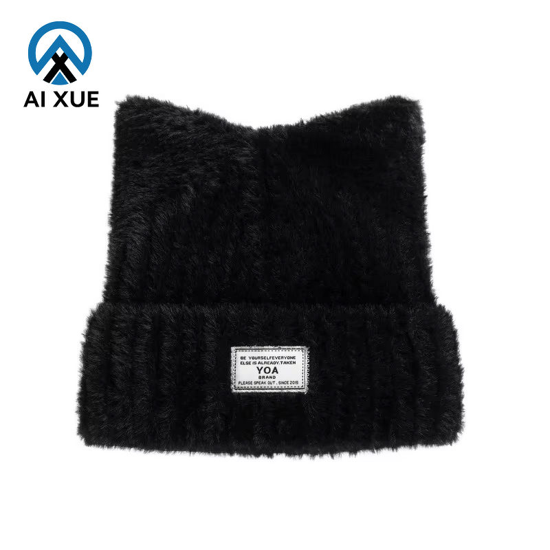 Women's Beanie Manufacturer - OEM Winter Nylon Skull Cat Ear Fluffy
