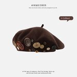 Woolen Beret Manufacturer - OEM Winter Coffee Brown Unisex Retro Character