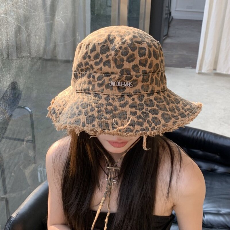 Leopard Sun Hat Supplier - OEM Korean Style Retro 3D Embroidery Denim