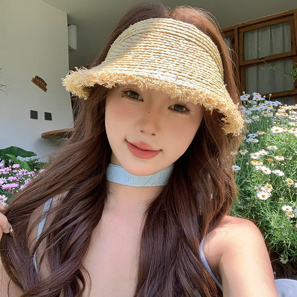 Raffia Straw Hat Supplier - OEM 2025 New Custom Striped Flat Top Sun