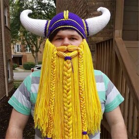 Viking Horn Hat Supplier - OEM Knitted Beard Long Braided Funny Cosplay