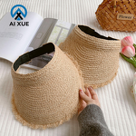 Raffia Straw Hat Supplier - OEM 2025 New Custom Striped Flat Top Sun
