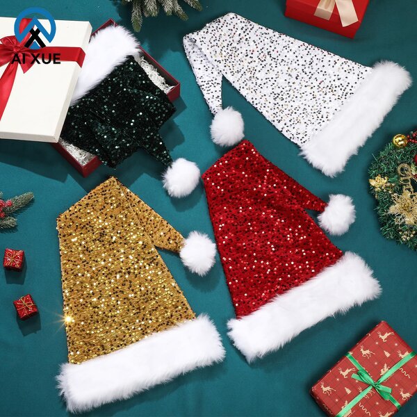 Sequin Christmas Hat Factory - OEM Double-Layer Haipai Plush Long Hair Party