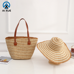Straw Fedora Set Supplier - OEM Outdoor Two Tone Wide Brim Cowgirl Bag