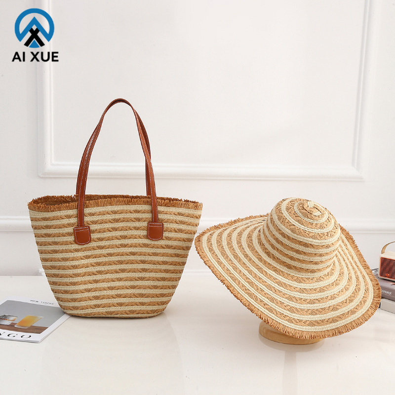 Straw Fedora Set Supplier - OEM Outdoor Two Tone Wide Brim Cowgirl Bag