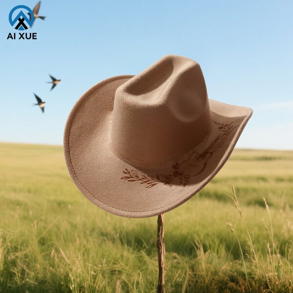 Sombreros Fedora Supplier - OEM Best Sell Wholesale Long Horn Printed Suede