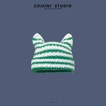 Knitted Hat Supplier - OEM Korean Style Ins Ear Striped 3D Embroidery