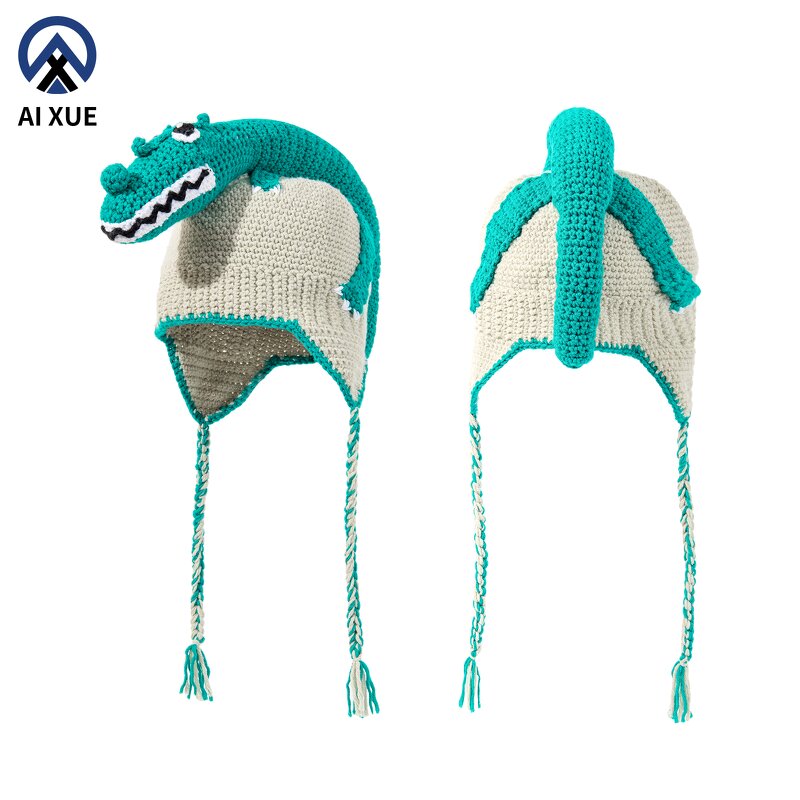 Knitted Hat Supplier - OEM Premium Milk Cotton Dinosaur Braid Hat