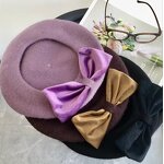 Wool Bow Beret Factory - OEM Autumn Winter Casual Felt Embossed Pattern