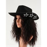 Sequin Cowboy Hat Supplier - OEM Y2K Polyester Studded Rhinestone Black