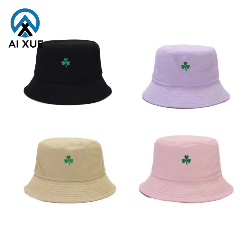 Bucket Hat Manufacturer - OEM 2026 New Korean Clover Leaf Plant Embroidery