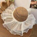 Raffia Straw Hat Factory - OEM Custom Korean Large Brim Floppy Ribbon Bow