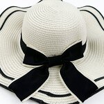 Women's Straw Hat Supplier - OEM 2025 Soft Wide Flat Edge Wave Design Bow