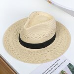 Straw Hat Manufacturer - OEM French High-end Hollow Mesh Flat Top Summer