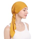 Bandana Hat Supplier - OEM Women's Solid Color Indian Muslim Ruffle Turban