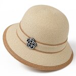 Panama Hat Manufacturer - OEM Women's 2025 Elegant Japanese Striped Camellia