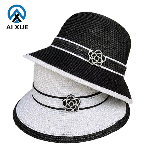 Panama Hat Manufacturer - OEM Women's 2025 Elegant Japanese Striped Camellia