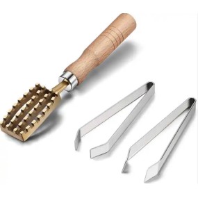 鱼鳞刮除器源头工厂 - 黄铜木柄工具代工