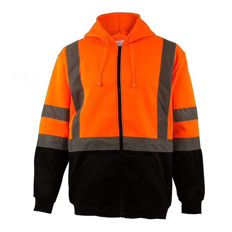 Safety Hoodie Factory - OEM Hi Vis Reflective Orange Black Long Sleeve