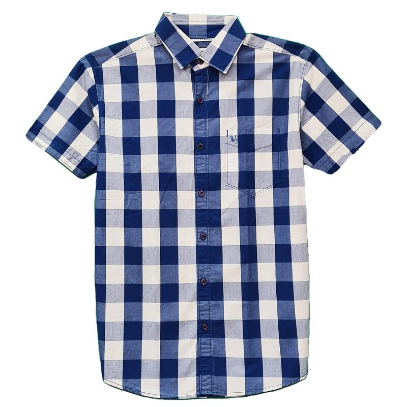 Mens Shirt Supplier - OEM Short Sleeve Checkered Print Summer Casual