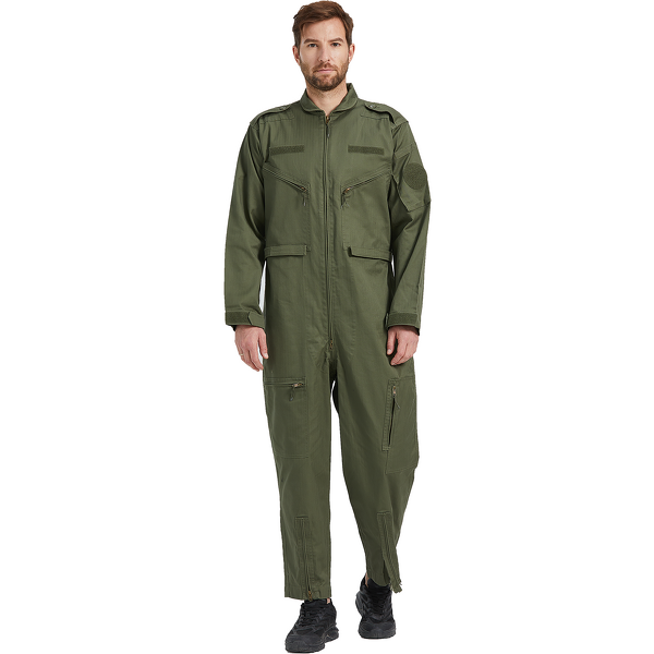 Men's Coveralls Supplier - OEM 100% Cotton Olive Green Zip up Pockets