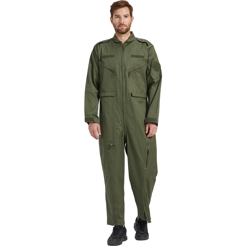Men's Coveralls Supplier - OEM 100% Cotton Olive Green Zip up Pockets