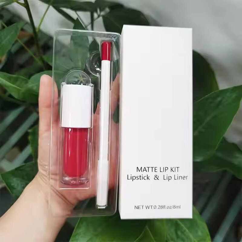 Lip Set Package Factory - OEM Matte Brown Red Nude 2 in 1 Kit