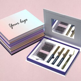 DIY Eyelash Kit Factory - OEM Individual Cluster Natural 3D Volume