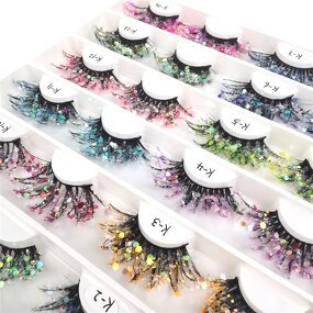 Colorful Lashes Manufacturer - OEM Glitter Long Dramatic for Halloween