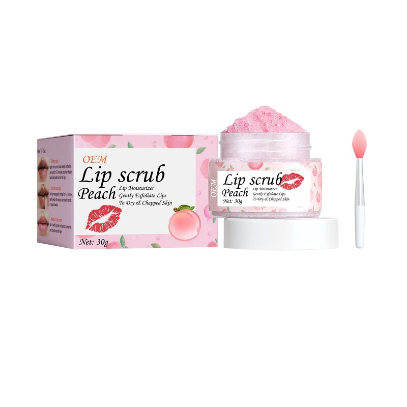 Lip Scrub Manufacturer - Private Label Organic Peach Natural Exfoliating Pink Lip Cream