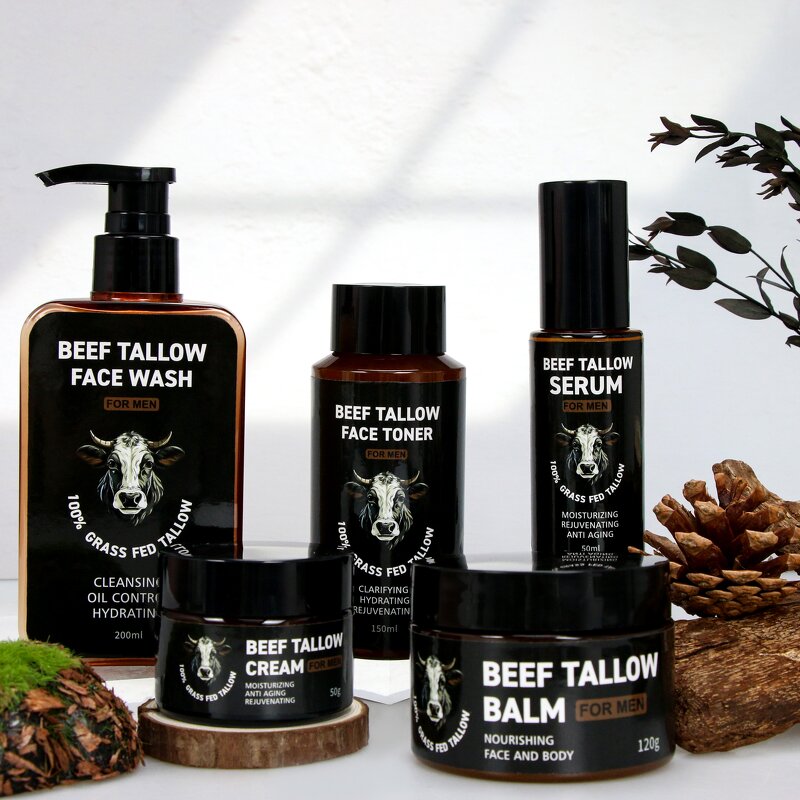 Men Face Set Manufacturer - OEM 5PCS Tallow Moisturizing Anti Aging Pores