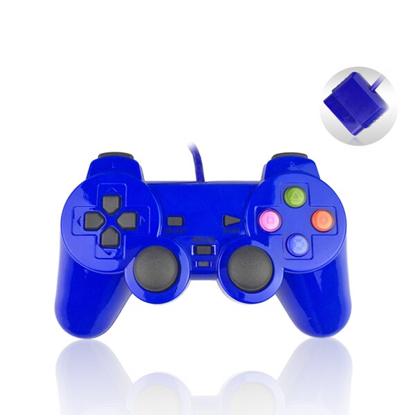 Wired Joystick Manufacturer - OEM Classic Varnish Blue Joypad for PS2 Controller
