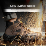 Heat-resistant Safety Shoes Manufacturer - OEM CGLX Leather Lightweight Men Brown Middle Cut