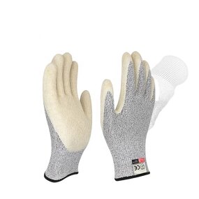 Anti-cutting Gloves Manufacturer - OEM CGLX Custom White Grade 5 HPPE Latex Coated Palm