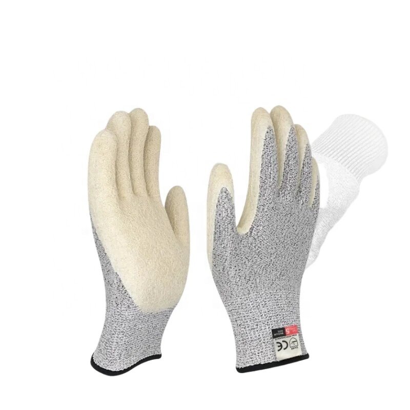 Anti-cutting Gloves Manufacturer - OEM CGLX Custom White Grade 5 HPPE Latex Coated Palm