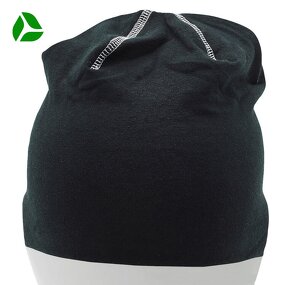 Skull Caps Manufacturer - Custom Logo Black Cotton Slouchy Beanie