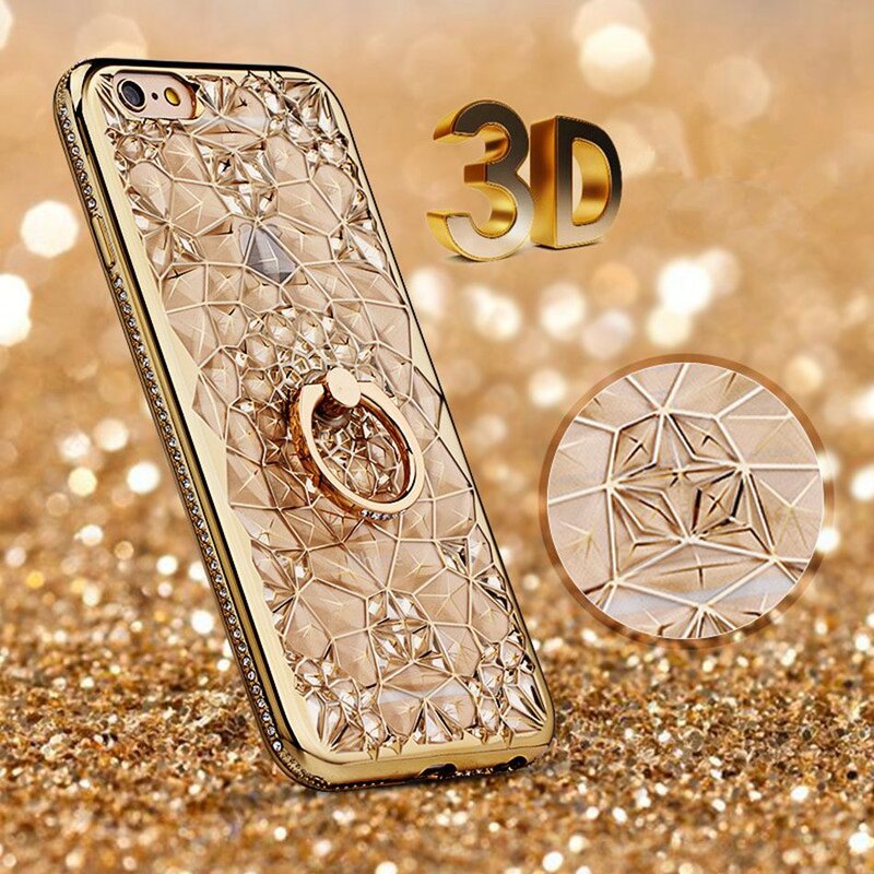 Phone Case Manufacturer - OEM 3D Gold Glitter Luxury Silicone for iPhone 7 8