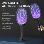 Electric Mosquito Racket Manufacturer - OEM 3000V Black with Purple Killer Lamp