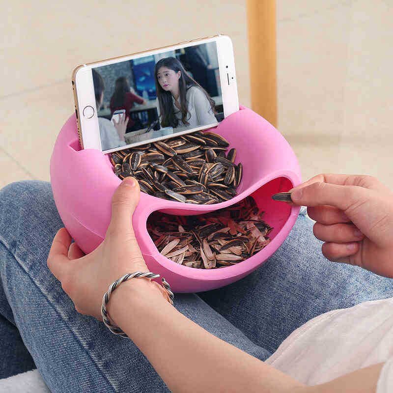 Candy Plate Manufacturer - OEM Creative Double Layer Plastic with Phone Holder